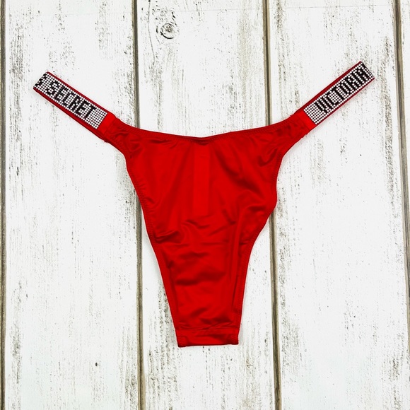 M-M/L Victoria’s Secret Shine Strap Brazilian Pantie & Garter Belt Set - Picture 4 of 9